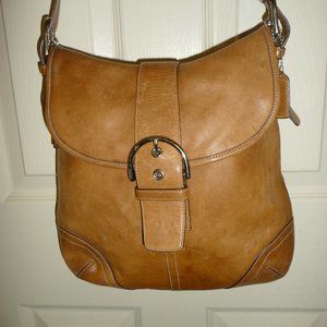 Coach Saddle F3S-9481 Beige Tan Leather Adjustable Crossbody Shoulder Bag